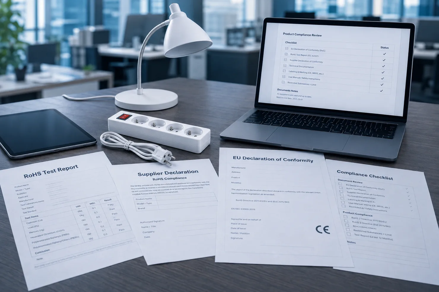 Importer reviewing RoHS documentation